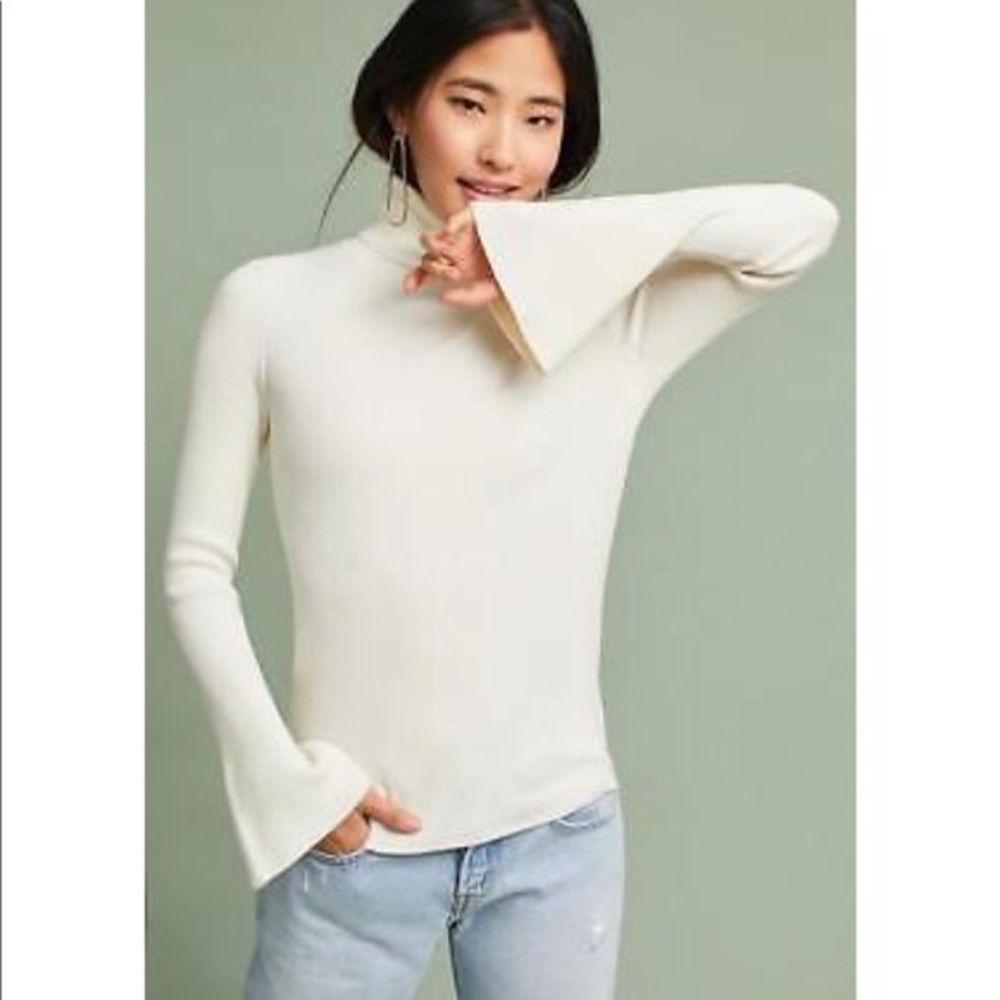 Anthropologie ribbed turtleneck with bell sleeves
